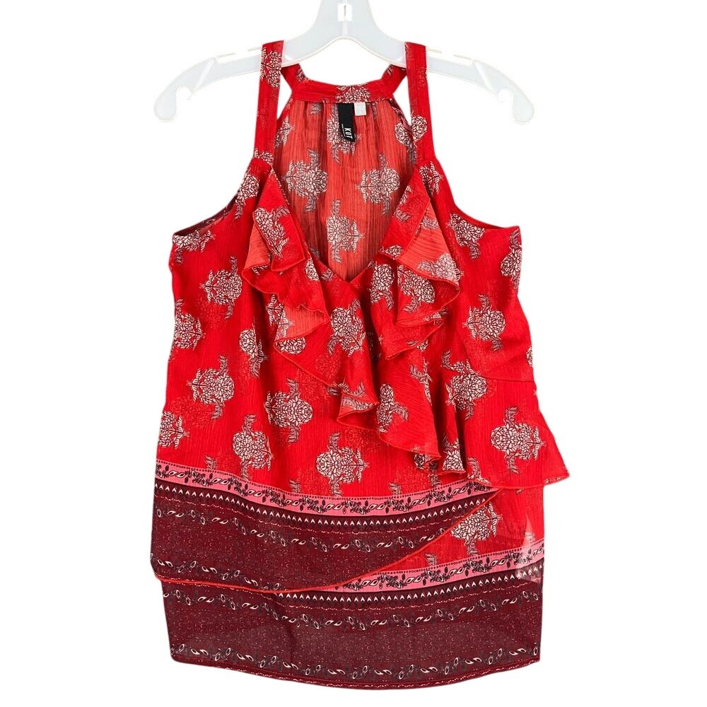 Kut From The Kloth Shirt Womens S Red Halter Tank Ruffles Layered Boho Hippie